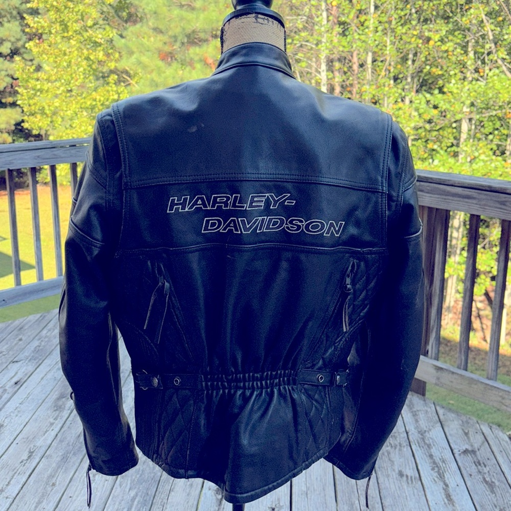 Harley Davidson leather motorcycle riding jacket Small black removable liner M